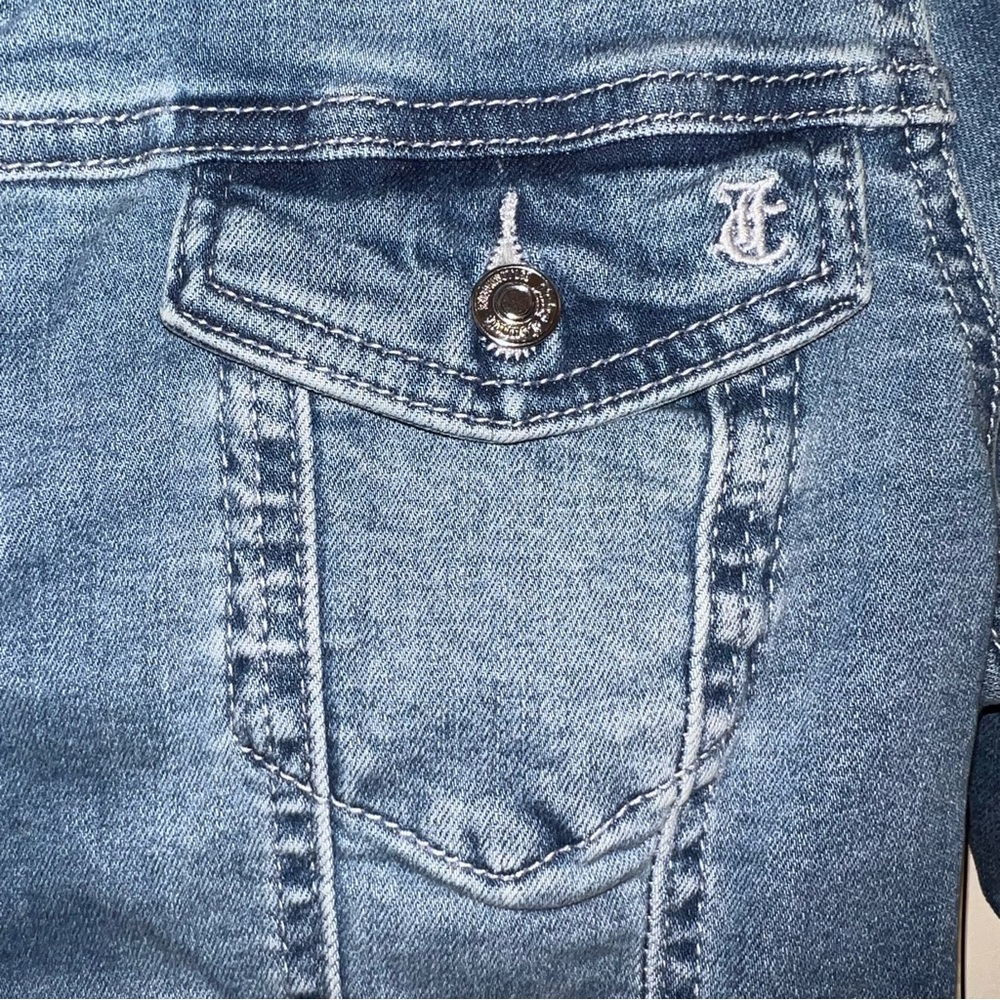 Juicy Couture Corset Trucker Denim Jacket Rhinestone Back S NWT - Picture 11 of 16